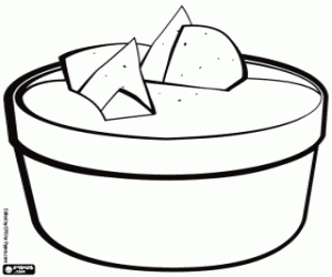 Guacamole with nachos coloring page