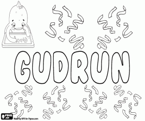 Gudrun, Scandinavian name coloring page
