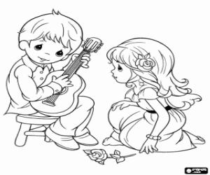 Guitar music for the girl coloring page