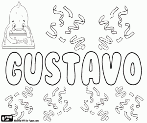 Gustavo, male name coloring page