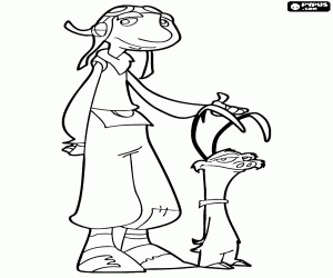 Gwizdo with Hector, his dragon coloring page