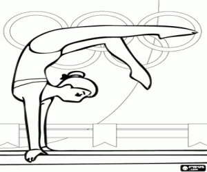 Gymnast on the balance beam coloring page