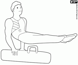 Gymnast on the pommel horse coloring page