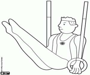 Gymnast on rings exercise coloring page