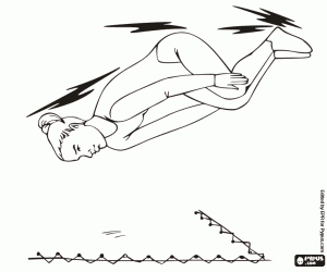 Gymnastics on trampoline coloring page