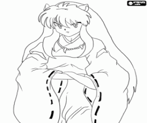 The half-demon Inuyasha coloring page