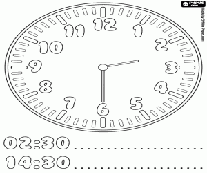 Half past two on the clock coloring page