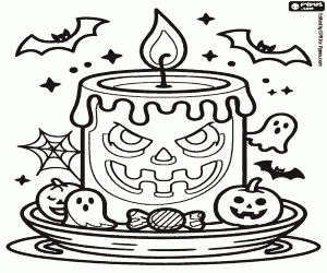 A Halloween candle coloring page