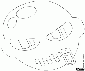 Halloween mask with zipper in mouth coloring page
