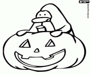 Halloween party from Club Penguin  coloring page