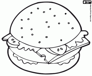 Hamburger sandwich coloring page