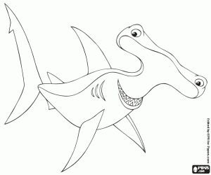 Hammerheaded shark coloring page
