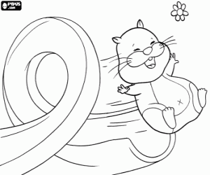 Hamster and slide, Zhu Zhu Pets coloring page