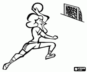 A handball female player coloring page