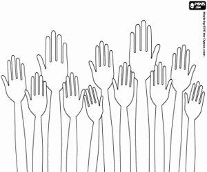 The hands of volunteers coloring page