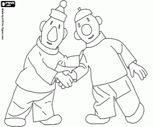 The handshake of Pat and Mat coloring page