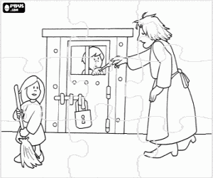 Hansel and Gretel puzzle coloring page