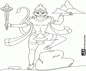Hanuman, the Monkey God of Hinduism coloring page