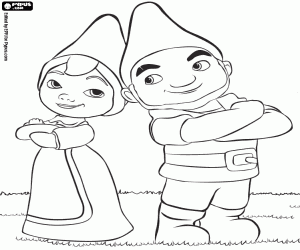 The happiness of Gnomeo and Juliet coloring page
