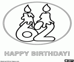 A happy 62th birthday coloring page