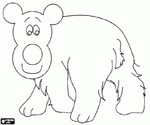 A happy bear walking slowly coloring page