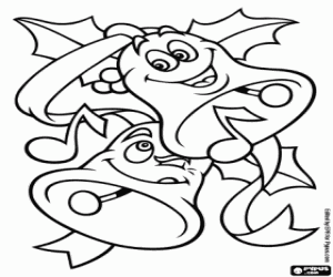 Happy bells in Christmas coloring page