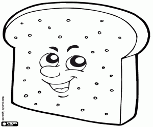 A happy bread slice coloring page