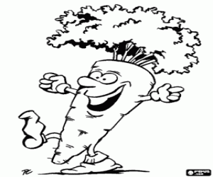 Happy carrot coloring page