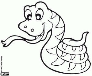 Happy coiled snake coloring page