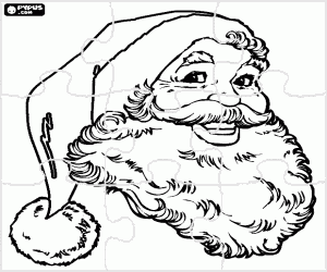 The happy face of Santa, puzzle coloring page