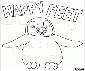 Happy Feet penguin puzzle coloring page