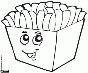 Happy French fries coloring page