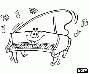 A happy grand piano coloring page