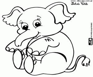 A happy little elephant coloring page