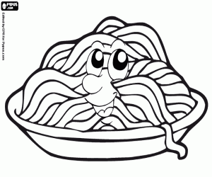A happy pasta dish coloring page