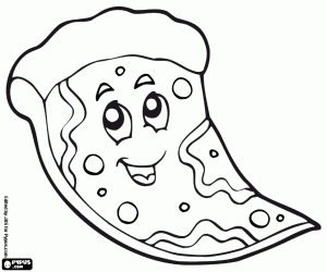 Happy pizza portion coloring page