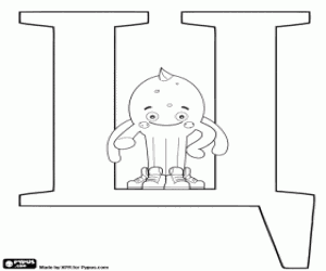 Happy Pypus in the Russian letter Ц coloring page
