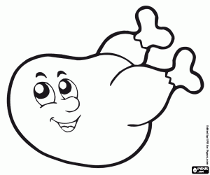 A happy roasted chicken coloring page