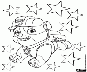 Happy Rubble at Christmas time coloring page