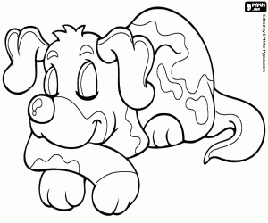 The happy sleep of the dog coloring page