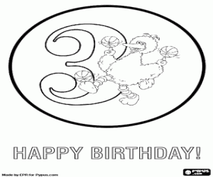 A happy third birthday with Big Bird coloring page