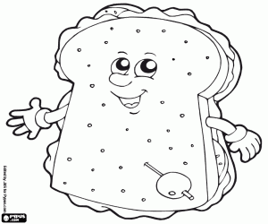 Happy vegetable sandwich coloring page