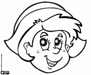 Happy woman face in Wild West coloring page