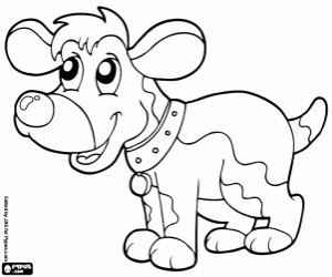 Happy young dog coloring page