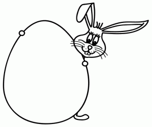 A hare behind an Easter egg coloring page
