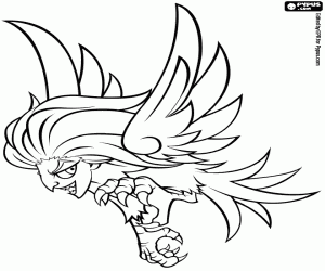 A Harpy, a flying monster coloring page