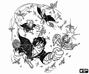 Harry Potter and friends, Quidditch coloring page