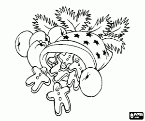 Hat with Christmas ornaments coloring page