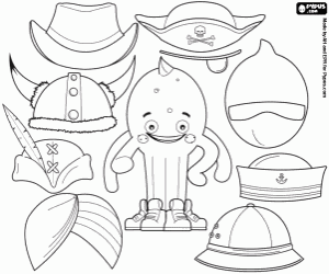 Hats and helmets for Pypus coloring page