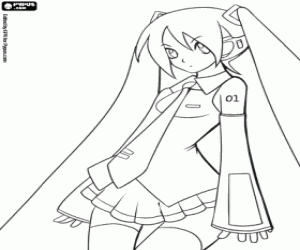 Hatsune Miku, Vocaloid coloring page